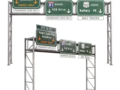 Highway and Street Sign Low-poly 3D model