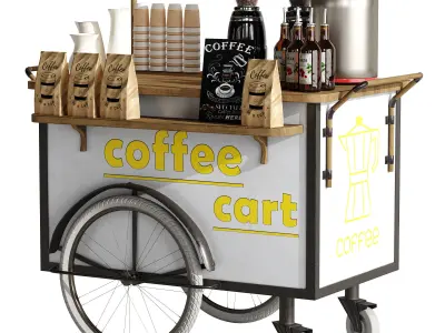 Coffee cart yellow 3D model