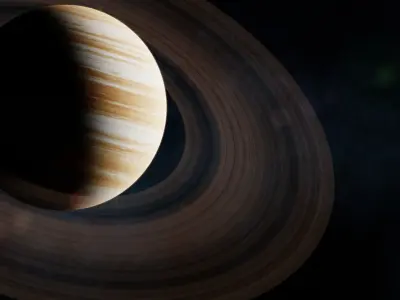 16K Photorealistic Fictional Gas Giant 1 with Rings Low-poly 3D model