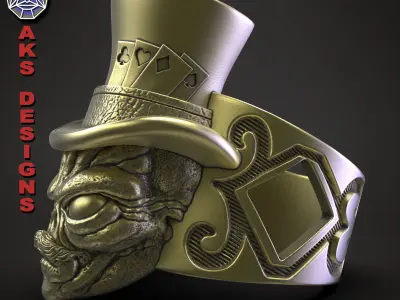 skull Ring Jewelry Magician alien v1  3D print model