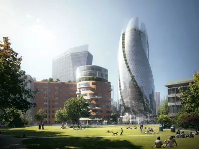 Organic Glass Tower Cityscape with Urban Park 3D model