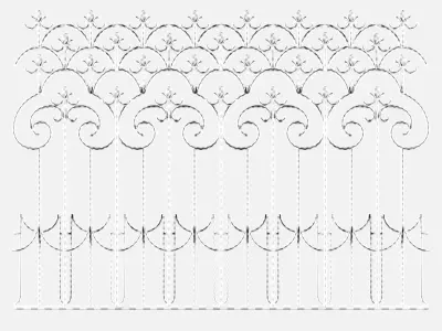 Forging set 1 ornamental wrought iron fence 3D model