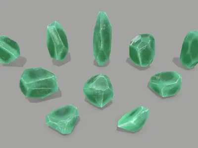 crystal set Low-poly 3D model