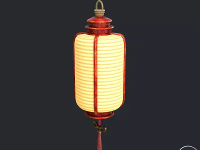 Pbr Chinese Lantern - Street Lamp Low-poly 3D model