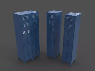 PBR School Gym Locker 10 - Blue Dark Low-poly 3D model