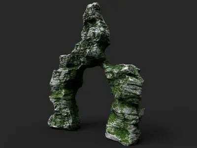 Mossy Cliff Rock 23-4 Low-poly 3D model