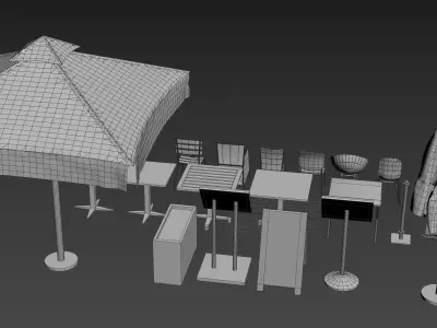 Modular Restaurant props Low-poly 3D model