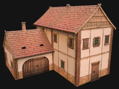 Medieval Town House Cottage Low-poly 3D model
