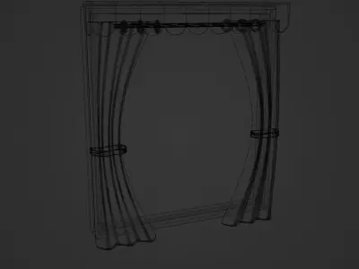 Stylized window and curtain 3D model