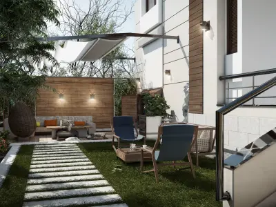 Villa garden landscape - 3D model 3D model