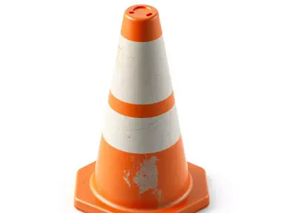Weathered Traffic Safety Cone Low-poly 3D model