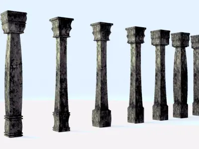 Pillar Model using Taper Modifier Low-poly 3D model