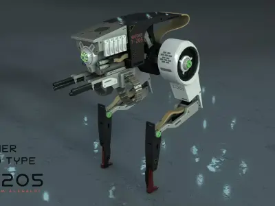two legs robot animation 3D model
