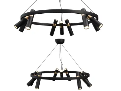 Black Mutil Pipe Chandelier 9 Lamps 3D model
