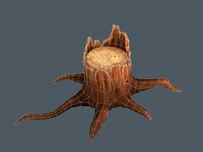 Stylized stump Low-poly 3D model
