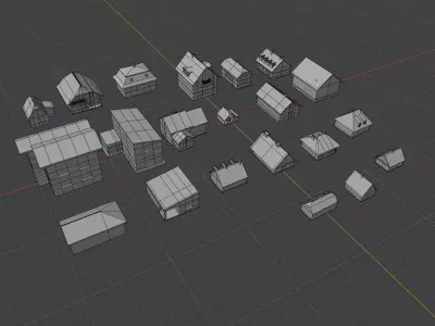 Simple Low Poly House Pack  21 Residential Buildings Low-poly 3D model