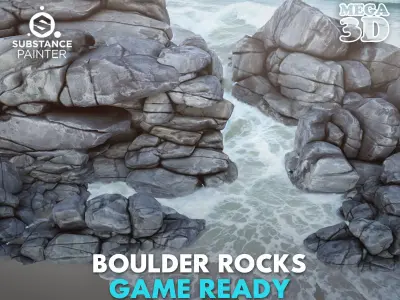 Low poly Boulder Rock 230418 Low-poly 3D model