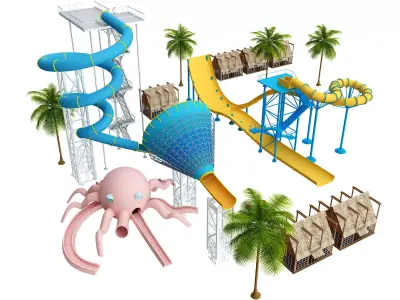 Amusement park Low-poly 3D model