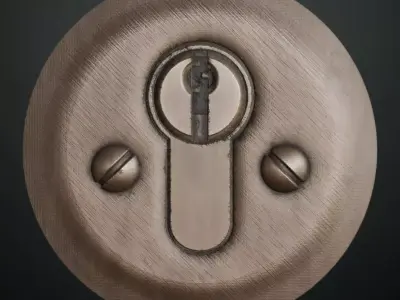 Industrial Riveted Metal Keyhole PBR Seamless Texture