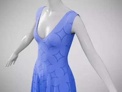 Dress 21 Very Light Blue With Design Low-poly 3D model