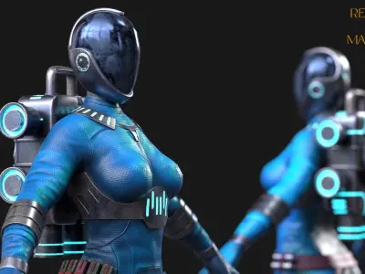 Space Woman Low-poly 3D model