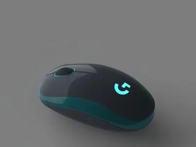 Mouse 3D computer with lights Free 3D model