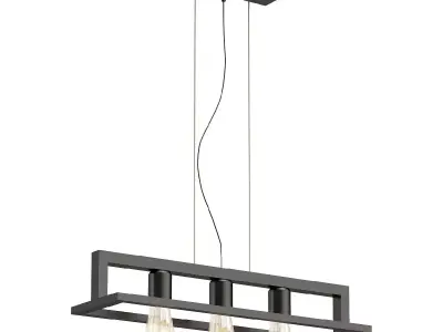 detail pendant light with three lights hanging from ceiling 3D model