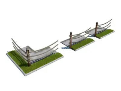Wood And Rope Fence Posts 3D model