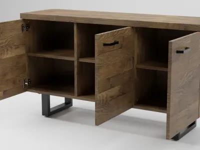 TIMBER 3 Door Sideboard Dark Wood 3D model