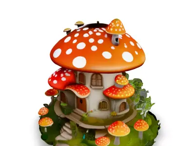 Charming Mushroom House 3D Model Low-poly 3D model