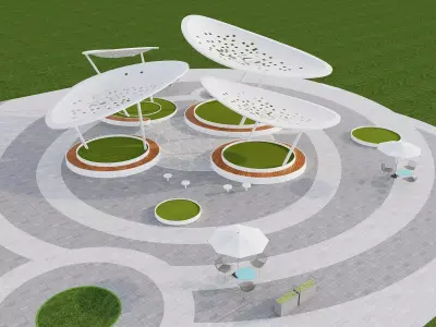 Modern Minimalist Urban Pavilion 3D model