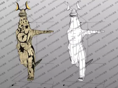 Ultraman kaiju Eleking - DIY Cosplay Pepakura Foam Template Low-poly 3D model