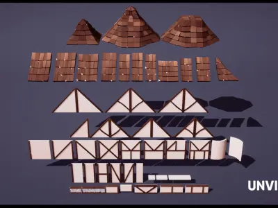 Lowpoly Modular Buildings Low-poly 3D model