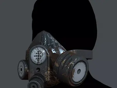 Gas mask helmet 3d model scifi Low-poly  Low-poly 3D model