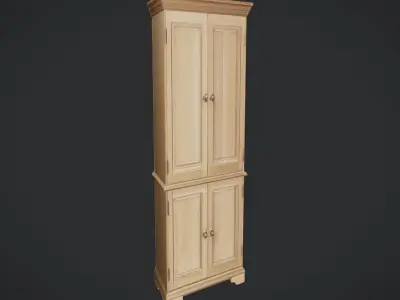 wooden storage cabinet with four doors 3D model