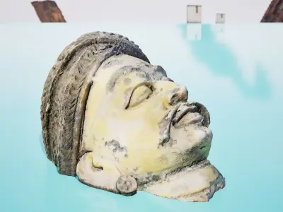 Indian Men Bust - Cement Sculpt - Wall Mural 3D model