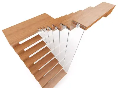 Wooden Stairs 2 3D model