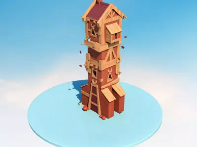Torre de madera estilizada High Poly Free 3D model