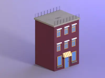 Low poly building 3d model pack  Low-poly 3D model