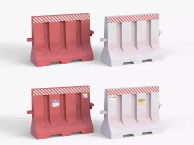 Plastic Road Barrier Low-poly 3D model