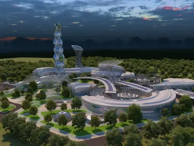 0014 - Futuristic City - 2021 - 02 - 2Ds Plans - 3Ds Files 3D model