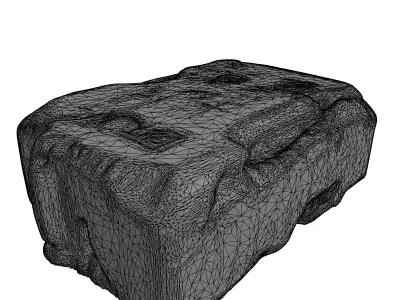 Ancient Engraved Stone Tablet with Moss Low-poly 3D model