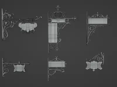 Wall Sign Asset Pack Low-poly 3D model