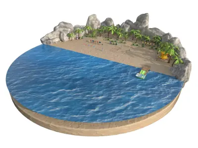 beach cartoon 3D model