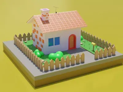 Low Poly Cartoon House Low-poly 3D model
