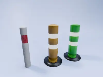 French Road Elements and Signalization Props Low-poly 3D model