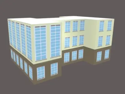 School Low-poly 3D model game 3D model Free low-poly 3D model