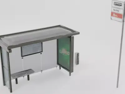 Bus stop Low-poly 3D model