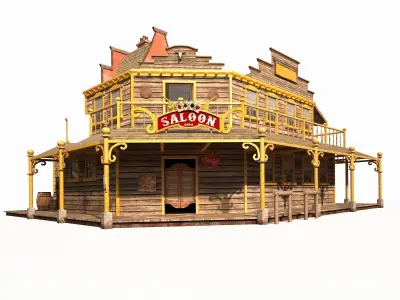 Western Saloon Low-poly 3D model