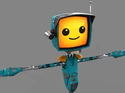 Cartoon Telebot Low-poly 3D model